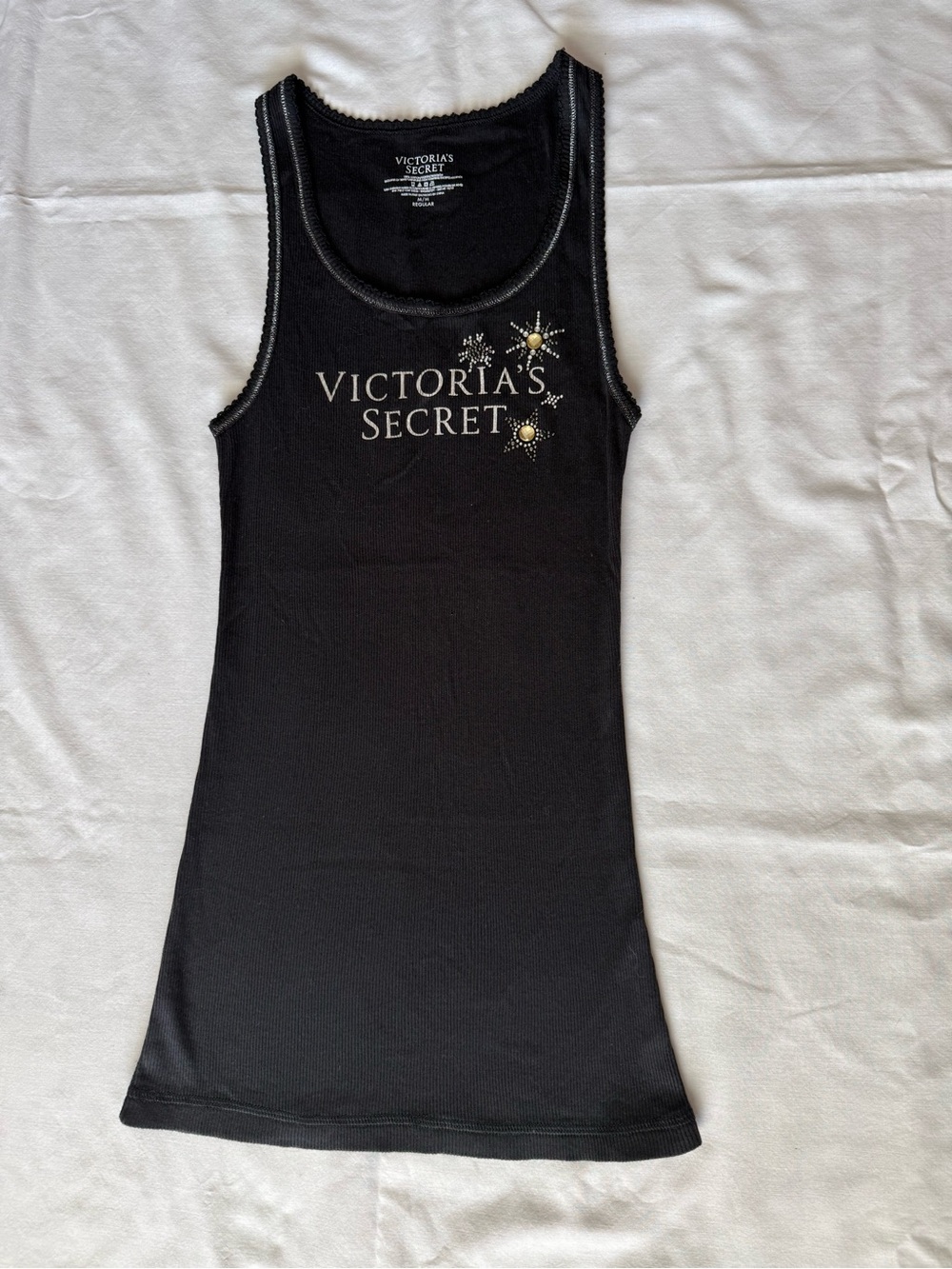 ✨ Vintage Y2K Victoria's Secret Rhinestone Star Graphic Ribbed Tank Top ✨